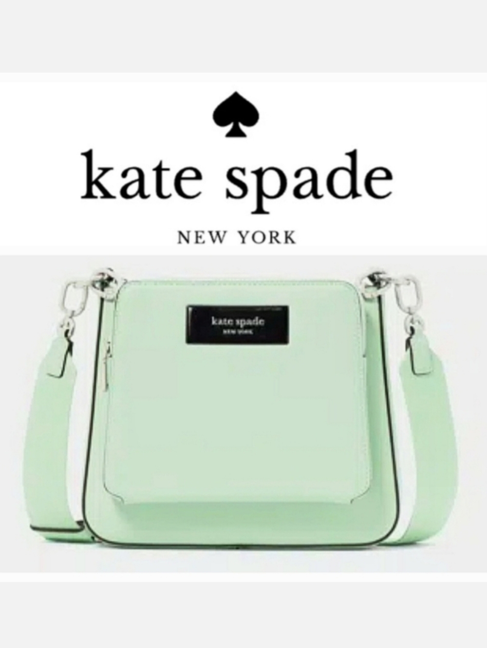 Kate Spade NY Leather 3-in-1 Crossbody LABEL Bag Mint Green Pistachio Utility